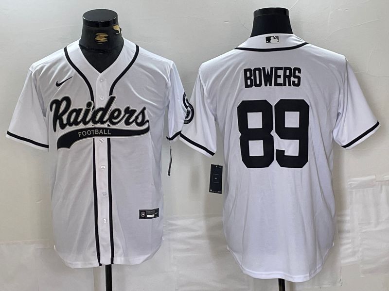 Men Oakland Raiders #89 Bowers White Joint Name 2024 Nike Limited NFL Jersey style 1